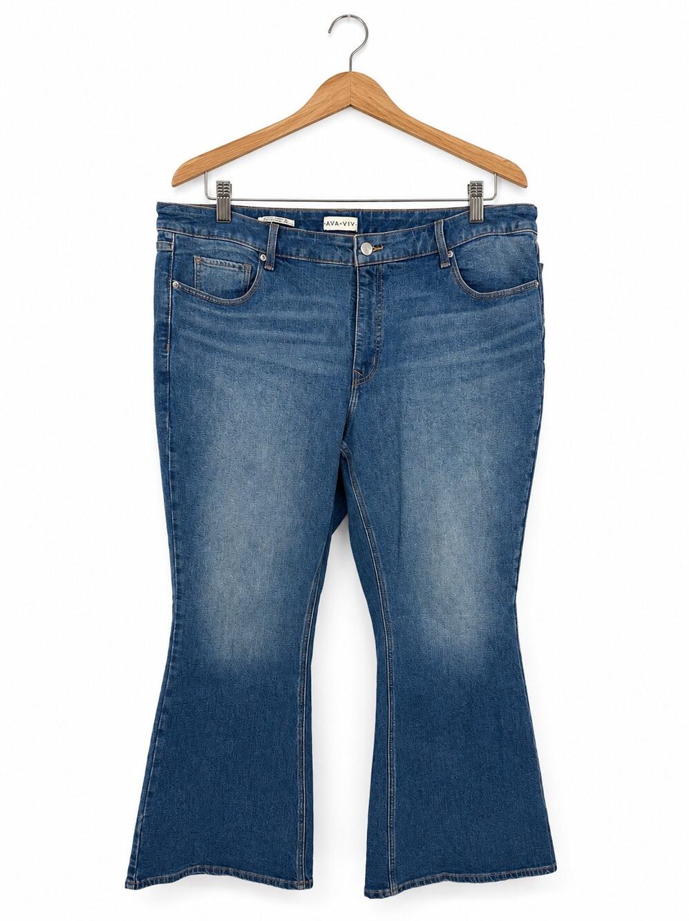 Ava & Viv Flare Jeans Womens Plus Size 22 Medium Wash Denim Stretch High Rise